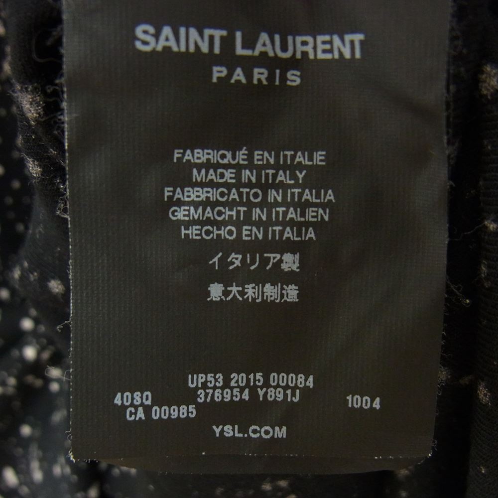 SAINT LAURENT サンローラン 国内正規品 エディ期 15AW 376954 Y891J スプラッターレーヨン総柄シャツ ブラック系 37【中古】
