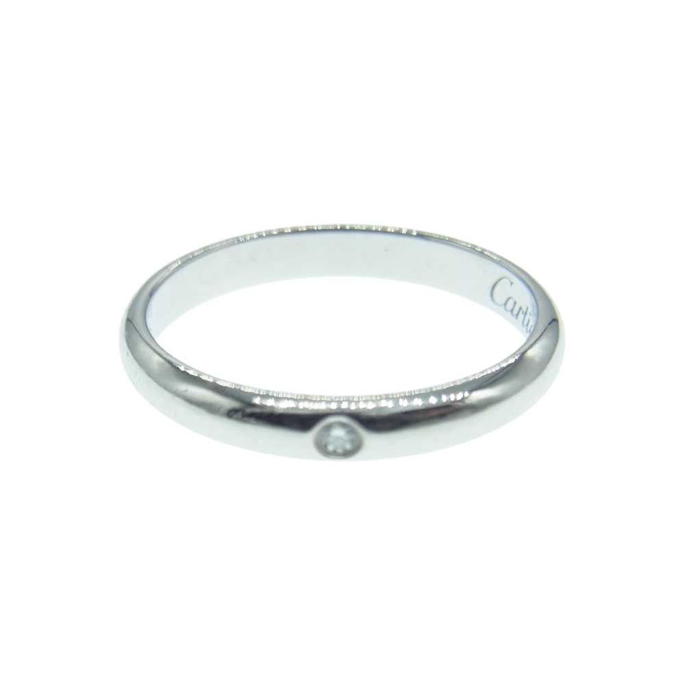 CARTIER カルティエ プラチナ PT950 1895 WEDDING BAND ウェディング バンド 石付 リング シルバー系 7号【中古】