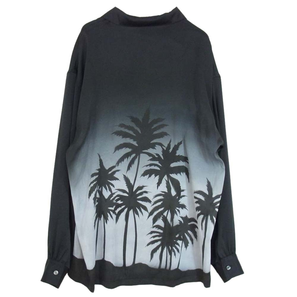 ISAMUKATAYAMA BACKLASH イサムカタヤマバックラッシュ 22SS 1986-02 HAND DRAW ALOHA ハンドペイント アロハ 長袖 シャツ ブラック系 L【美品】【中古】