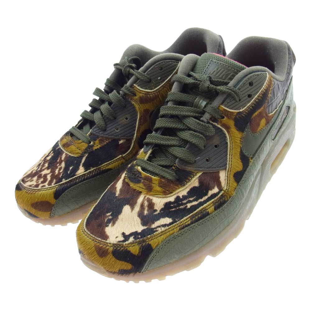 NIKE ナイキ CU0675-300 AIR MAX 90 CROC CAMO カモ 総柄 ハラコ クロコ型押し スニーカー マルチカラー系 カーキ系 28.5cm【中古】