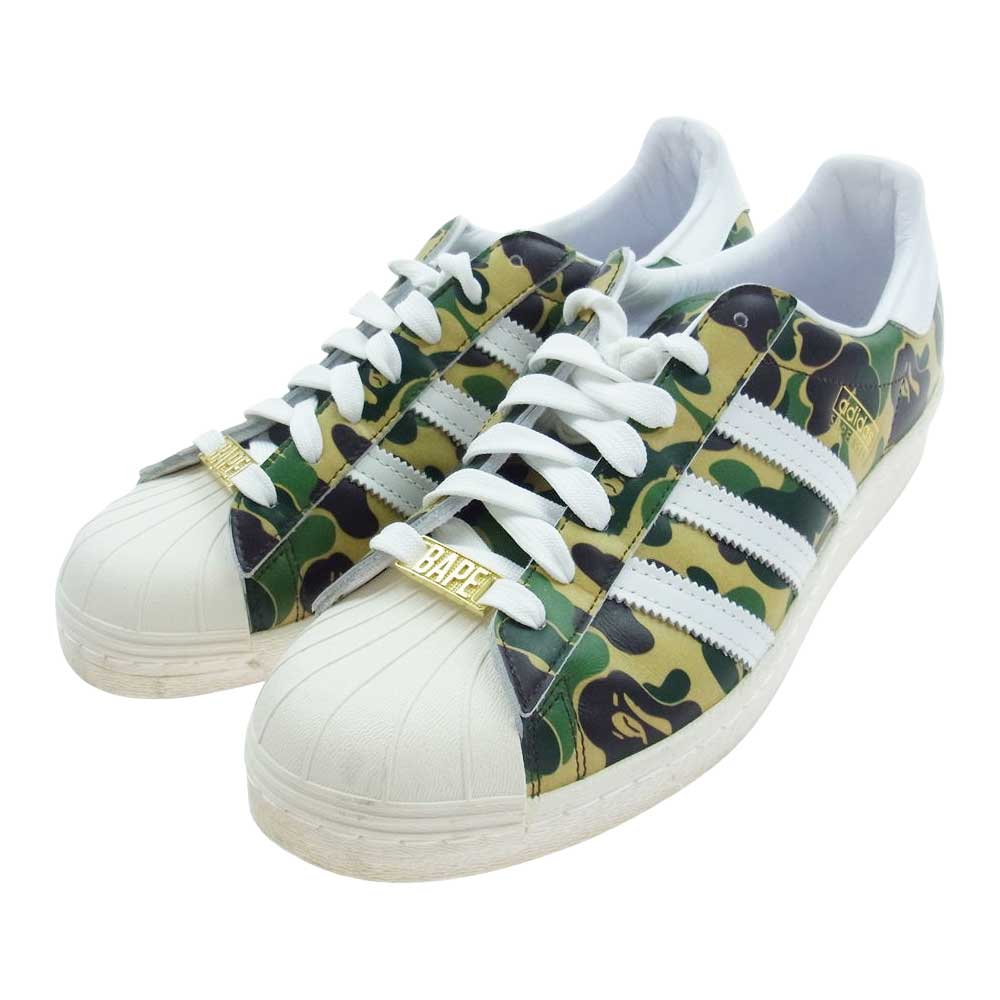 adidas アディダス GZ8981 ×  BAPE SUPERSTAR 80S BAPE ABC べイプ スーパースター カモ ローカット スニーカー マルチカラー系 グリーン系 28.5cm【中古】