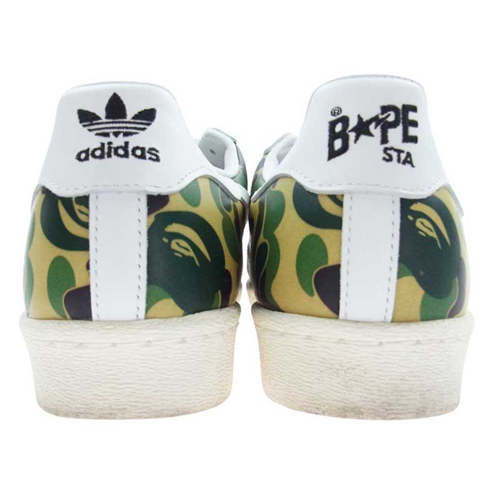 adidas アディダス GZ8981 ×  BAPE SUPERSTAR 80S BAPE ABC べイプ スーパースター カモ ローカット スニーカー マルチカラー系 グリーン系 28.5cm【中古】
