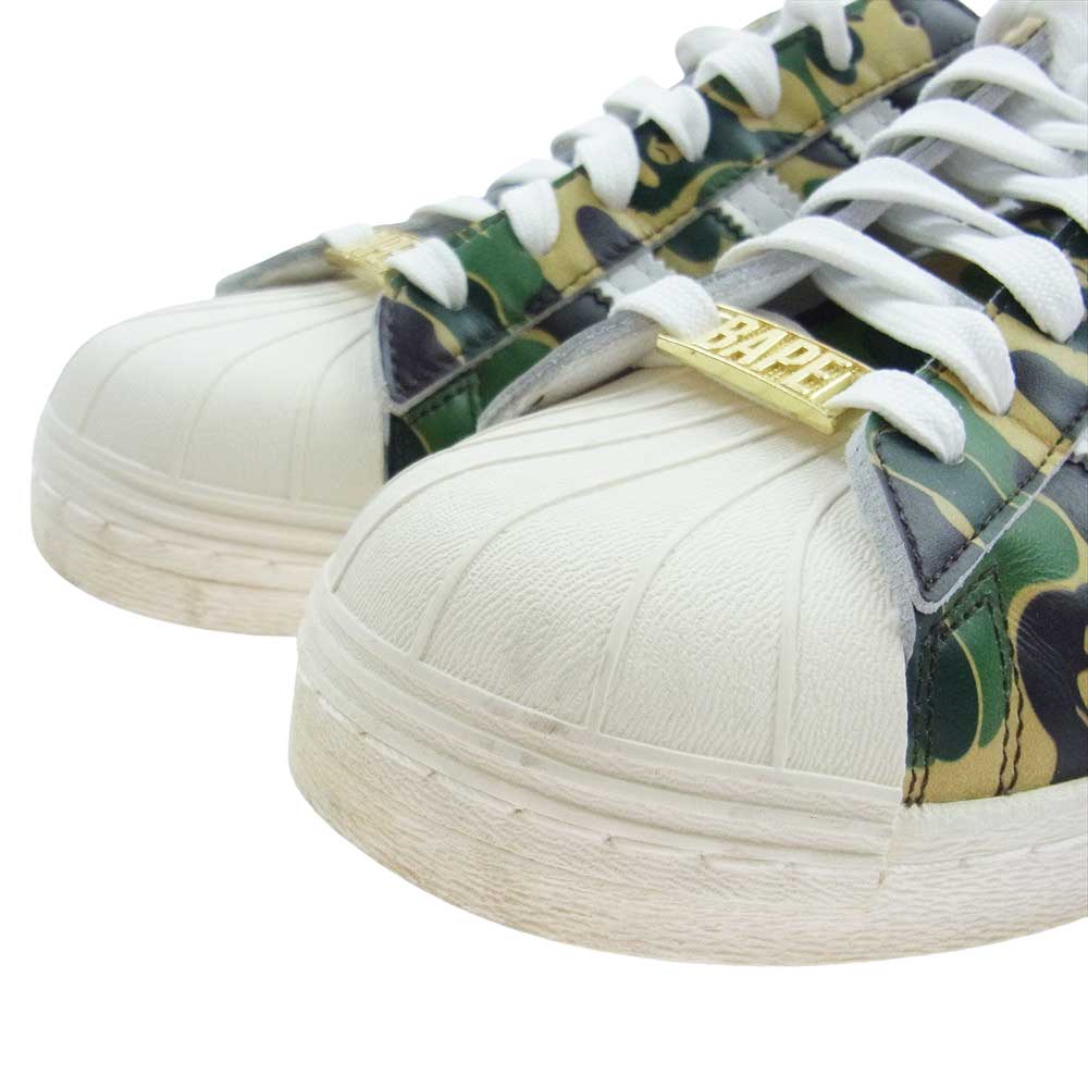 adidas アディダス GZ8981 ×  BAPE SUPERSTAR 80S BAPE ABC べイプ スーパースター カモ ローカット スニーカー マルチカラー系 グリーン系 28.5cm【中古】