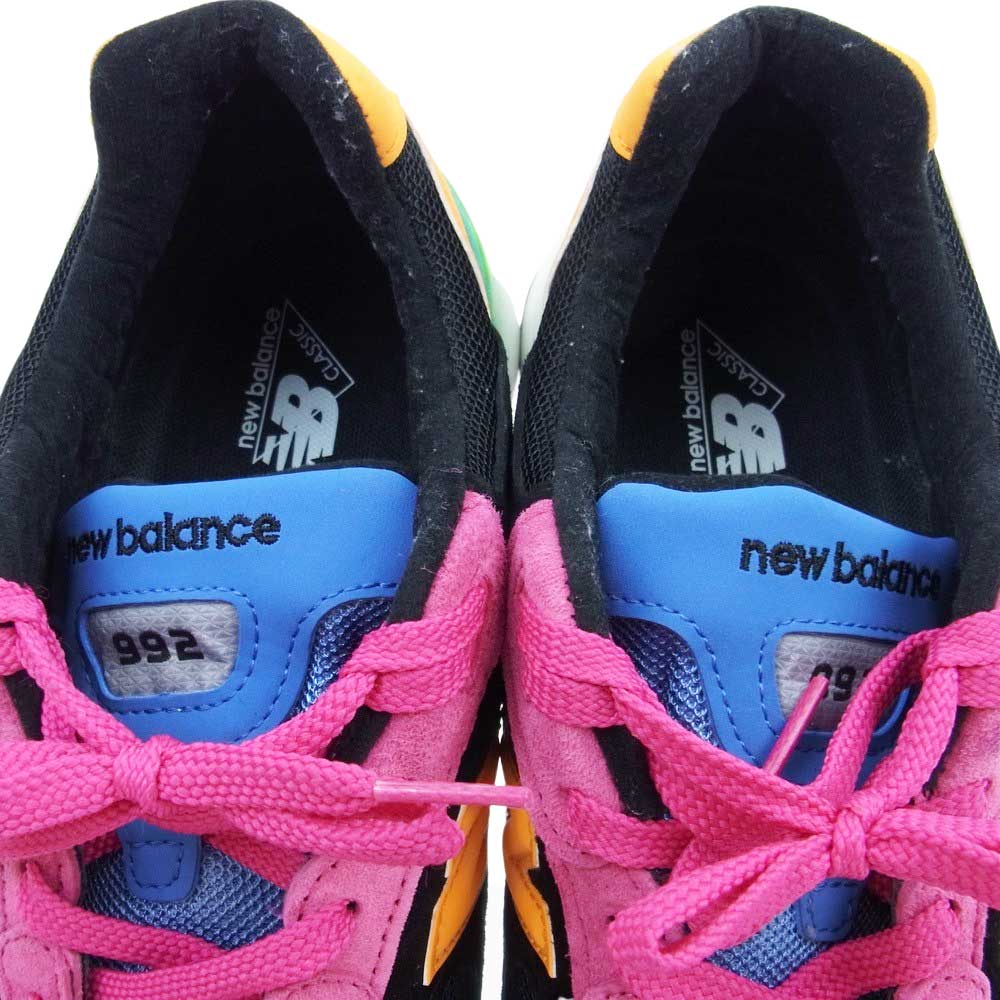 NEW BALANCE ニューバランス M992RE スニーカー ランニングシューズ マルチカラー系 ブラック系 ピンク 28.5cm【中古】