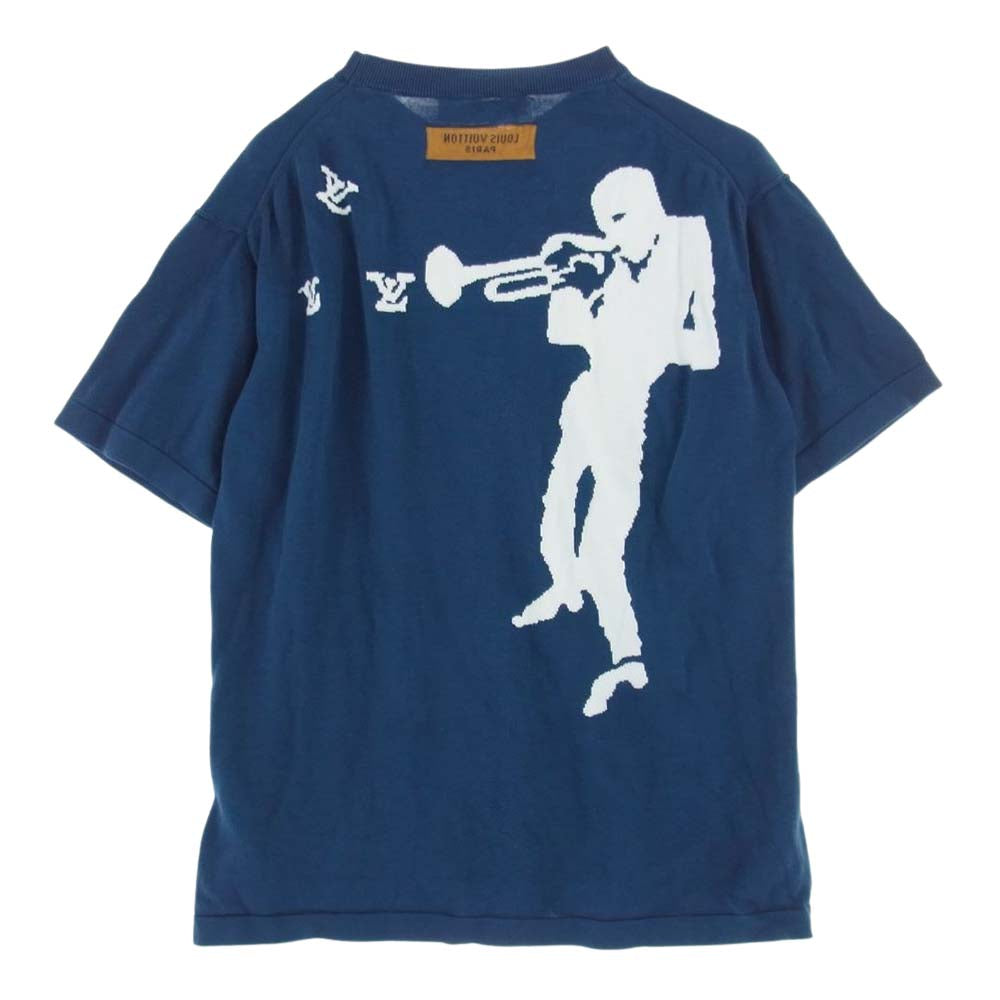 LOUIS VUITTON ルイ・ヴィトン 22AW RM222V JS5 HNN10W Jazz Trumpeter ジャズ トランぺッター シグネチャー クルーネック 半袖 Tシャツ ブルー系 L【中古】