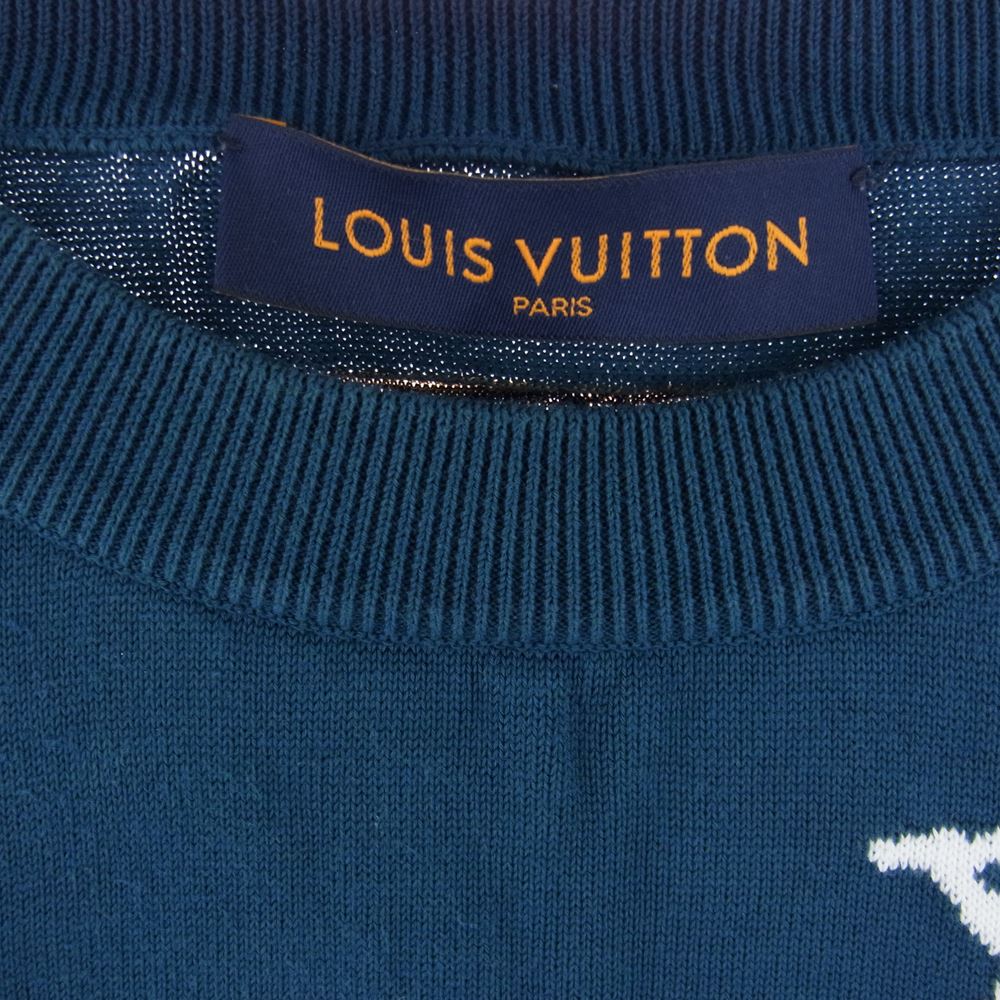 LOUIS VUITTON ルイ・ヴィトン 22AW RM222V JS5 HNN10W Jazz Trumpeter ジャズ トランぺッター シグネチャー クルーネック 半袖 Tシャツ ブルー系 L【中古】