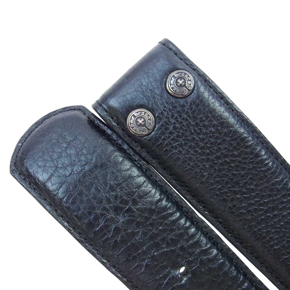 CHROME HEARTS クロムハーツ（原本無） BELT STRAP 1.5 レザー ベルト ストラップ 30インチ ブラック系 30【中古】