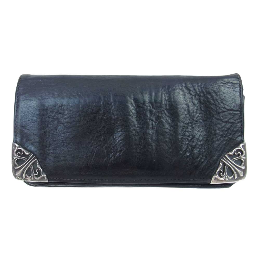 CHROME HEARTS クロムハーツ（原本無） LNG SNGL FOLD TIPS シングルフォールド レザー ロング ウォレット 長財布 ブラック系【中古】