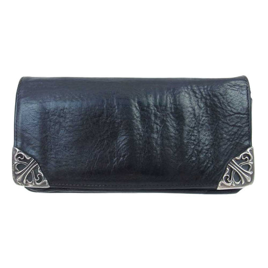 CHROME HEARTS クロムハーツ（原本無） LNG SNGL FOLD TIPS シングルフォールド レザー ロング ウォレット 長財布 ブラック系【中古】
