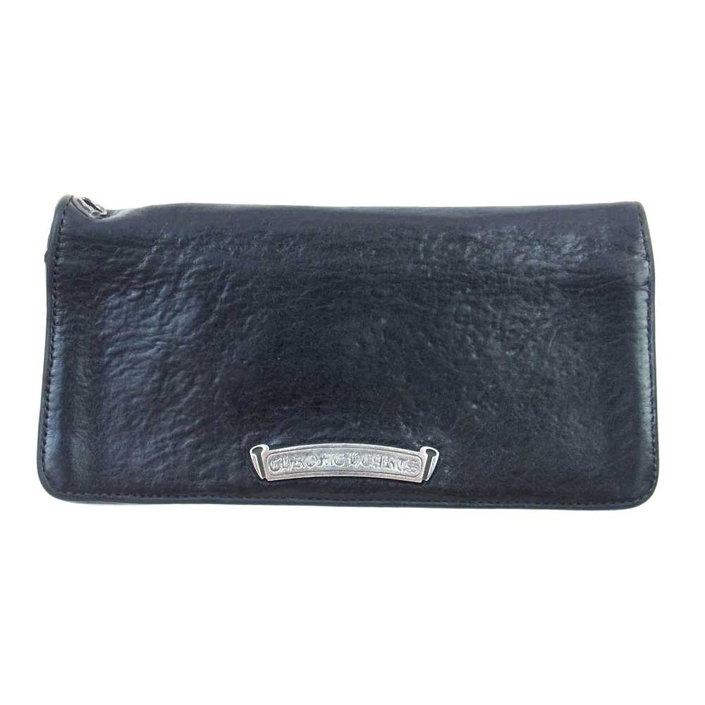 CHROME HEARTS クロムハーツ（原本無） LNG SNGL FOLD TIPS シングルフォールド レザー ロング ウォレット 長財布 ブラック系【中古】