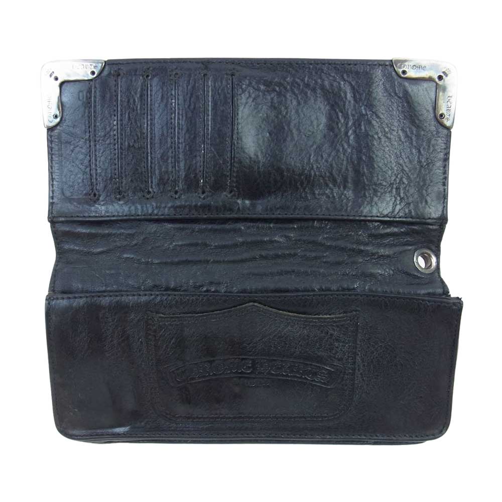 CHROME HEARTS クロムハーツ（原本無） LNG SNGL FOLD TIPS シングルフォールド レザー ロング ウォレット 長財布 ブラック系【中古】