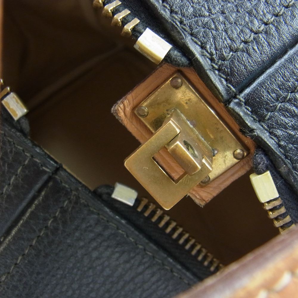 HERMES エルメス ヴィクトリア 43 〇V刻印 ボストン バッグ ブラック系【中古】