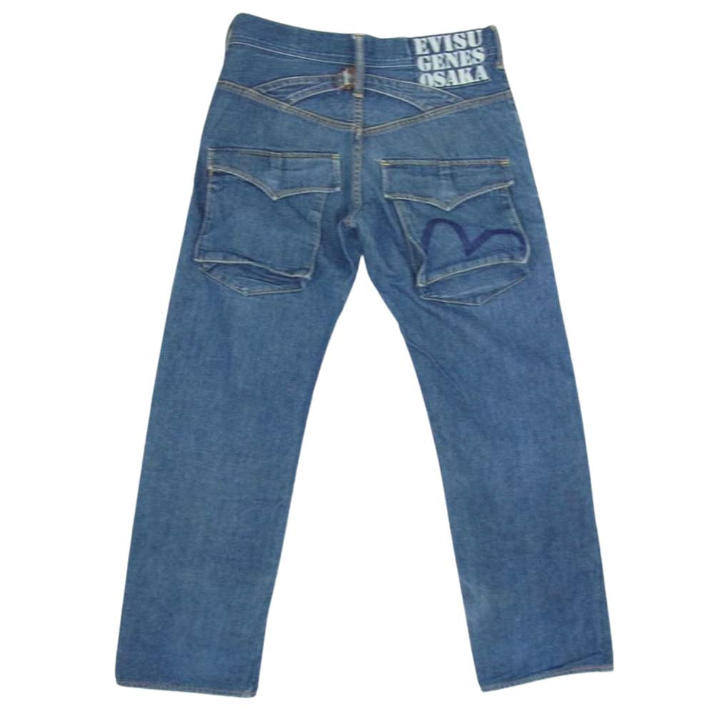 EVISU エヴィス EVISU GENES OSAKA カモメ ペイント デニム パンツ インディゴブルー系 32【中古】