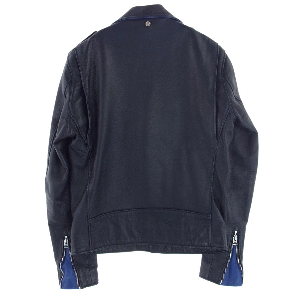 SOPHNET. ソフネット SOPH-160035 × Schott ショット ONESTAR RIDERS JACKET ワンスター レザー ダブルライダース ジャケット 襟裏袖口青 ダークネイビー ダークネイビー系 36【中古】