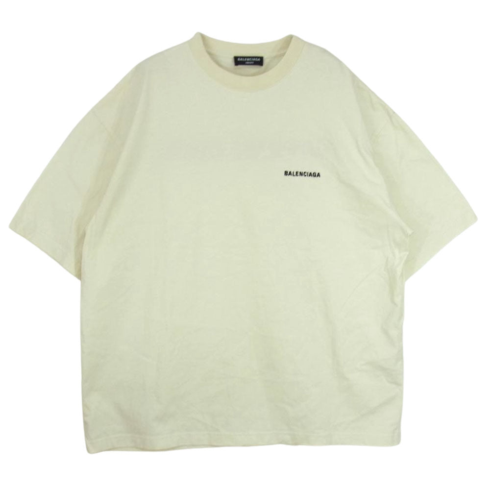 BALENCIAGA バレンシアガ 21SS 612966 TMVF4 BB Corp Medium Fit Tee BBコープ ミディアムフィット クルーネック 半袖 Tシャツ ベージュ系 XL【美品】【中古】