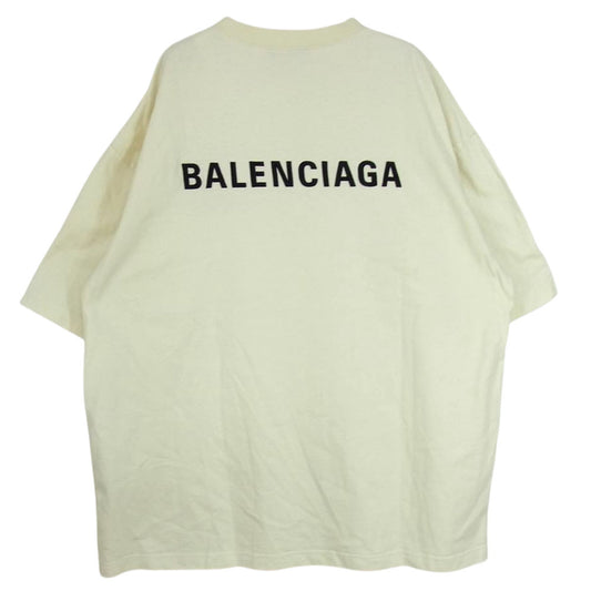 BALENCIAGA バレンシアガ 21SS 612966 TMVF4 BB Corp Medium Fit Tee BBコープ ミディアムフィット クルーネック 半袖 Tシャツ ベージュ系 XL【美品】【中古】
