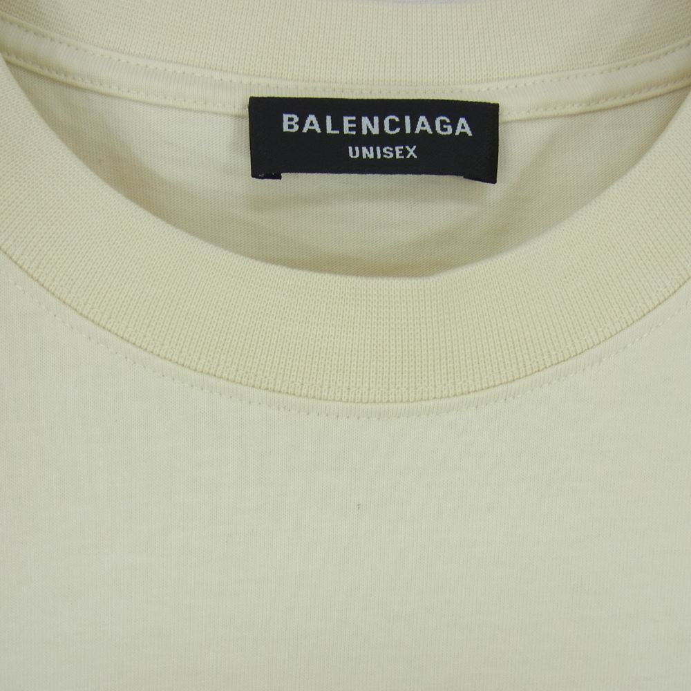 BALENCIAGA バレンシアガ 21SS 612966 TMVF4 BB Corp Medium Fit Tee BBコープ ミディアムフィット クルーネック 半袖 Tシャツ ベージュ系 XL【美品】【中古】