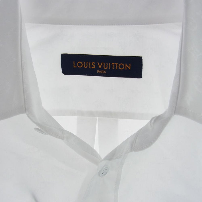 LOUIS VUITTON ルイ・ヴィトン 長袖シャツ 21SS ZVU HLS45W モノグラム 総柄 ドレス シャツ ホワイト系 L【極上美品】