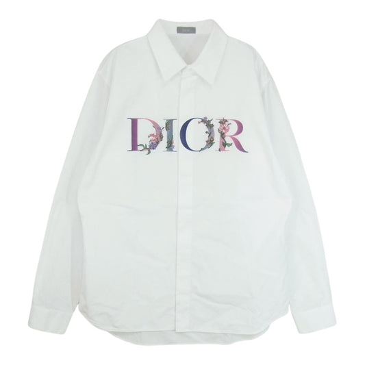Dior ディオール 21SS 113C535A1581 フラワー ロゴ エンブロイダリー 長袖 シャツ ホワイト系 43【中古】