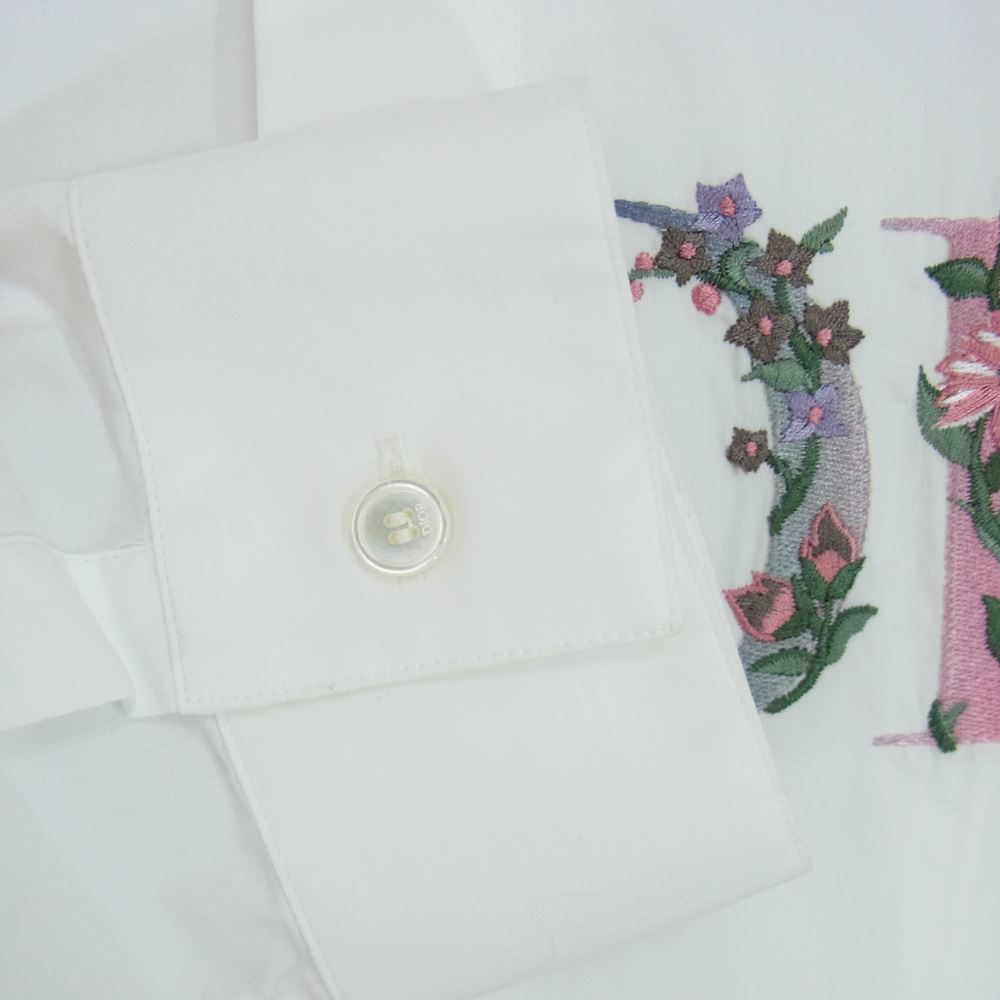 Dior ディオール 21SS 113C535A1581 フラワー ロゴ エンブロイダリー 長袖 シャツ ホワイト系 43【中古】