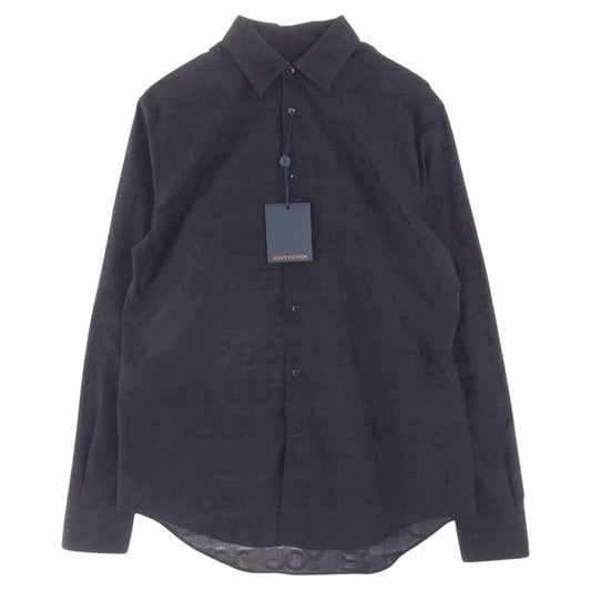 LOUIS VUITTON ルイ・ヴィトン 21SS ET5 HLS17W 英字ロゴ 長袖 シャツ ブラック系 L【極上美品】【中古】