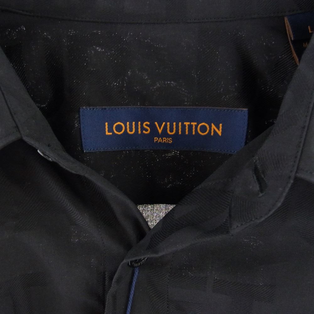 LOUIS VUITTON ルイ・ヴィトン 21SS ET5 HLS17W 英字ロゴ 長袖 シャツ ブラック系 L【極上美品】【中古】