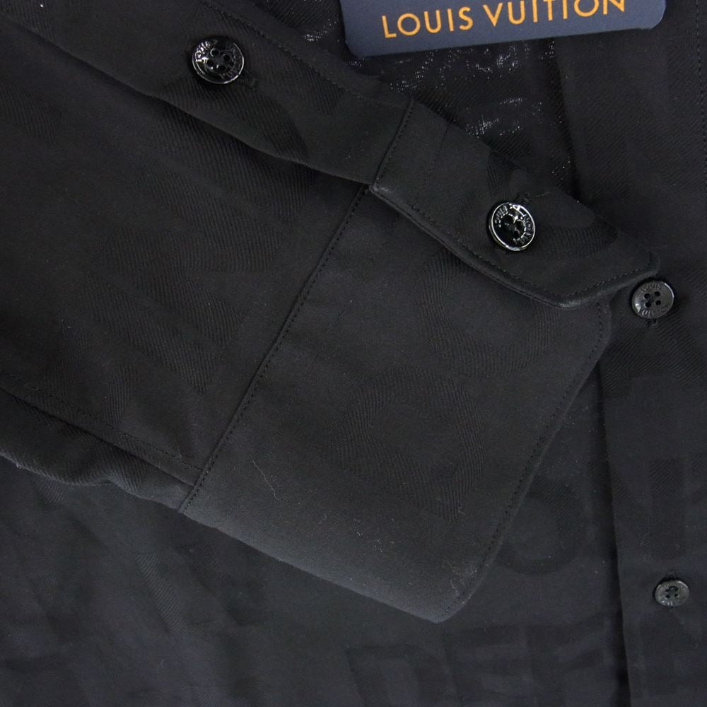 LOUIS VUITTON ルイ・ヴィトン 21SS ET5 HLS17W 英字ロゴ 長袖 シャツ ブラック系 L【極上美品】【中古】