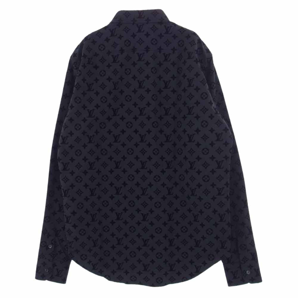 LOUIS VUITTON ルイ・ヴィトン 21AW FL3 HLS90W モノグラム フロック フロッキー 長袖 シャツ ブラック系 L【新古品】【未使用】【中古】