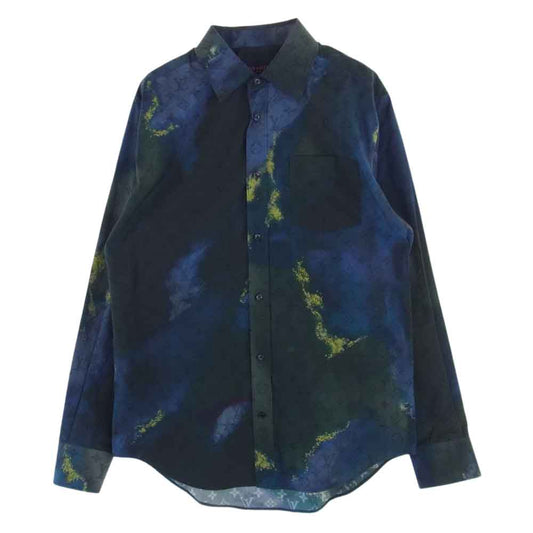 LOUIS VUITTON ルイ・ヴィトン 21AW 1A8WYG D15 HLS07W モノグラム タイアンドダイ ブルゾン シャツ グリーン系 L【新古品】【未使用】【中古】