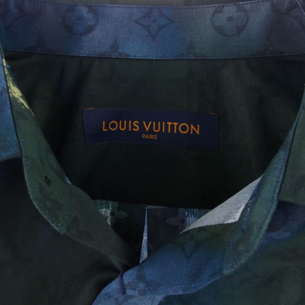 LOUIS VUITTON ルイ・ヴィトン 21AW 1A8WYG D15 HLS07W モノグラム タイアンドダイ ブルゾン シャツ グリーン系 L【新古品】【未使用】【中古】