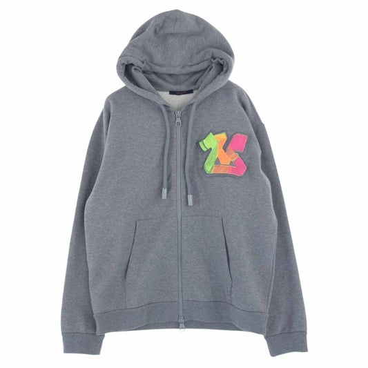 LOUIS VUITTON ルイ・ヴィトン 22AW 1AA4X6 UYR HNY24W 3D LVグラフィティ エンブロイダード フルジップ フーディ パーカー グレー系 XL【美品】【中古】