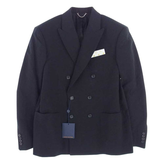 LOUIS VUITTON ルイ・ヴィトン 19AW 1A5F39 LIO HHJ43E STAPLES EDITION モノグラム エンボス ダブルブレスト ジャケット ブラック系 50【美品】【中古】