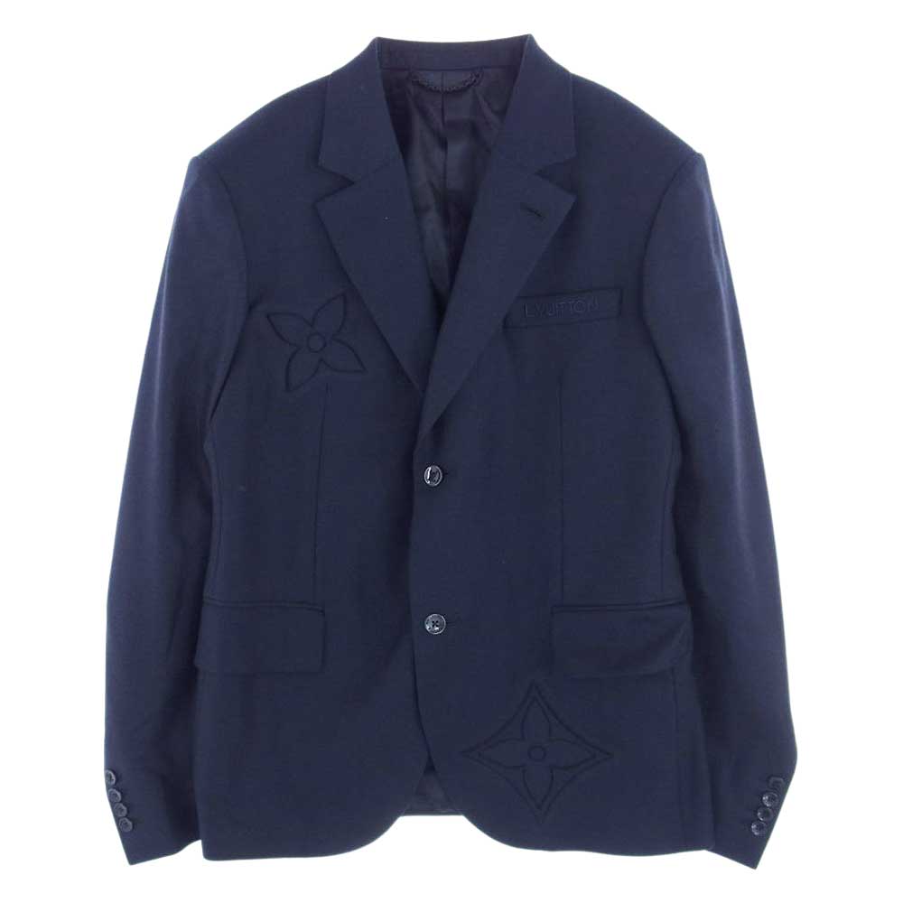 LOUIS VUITTON ルイ・ヴィトン 22SS 1A9K15 KQ0 HMJ40E LVSE シングル ブレステッド ポンヌフ エンボス カシミヤ混 テーラードジャケット ネイビー系 48【美品】【中古】