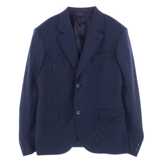 LOUIS VUITTON ルイ・ヴィトン 22SS 1A9K15 KQ0 HMJ40E LVSE シングル ブレステッド ポンヌフ エンボス カシミヤ混 テーラードジャケット ネイビー系 48【美品】【中古】