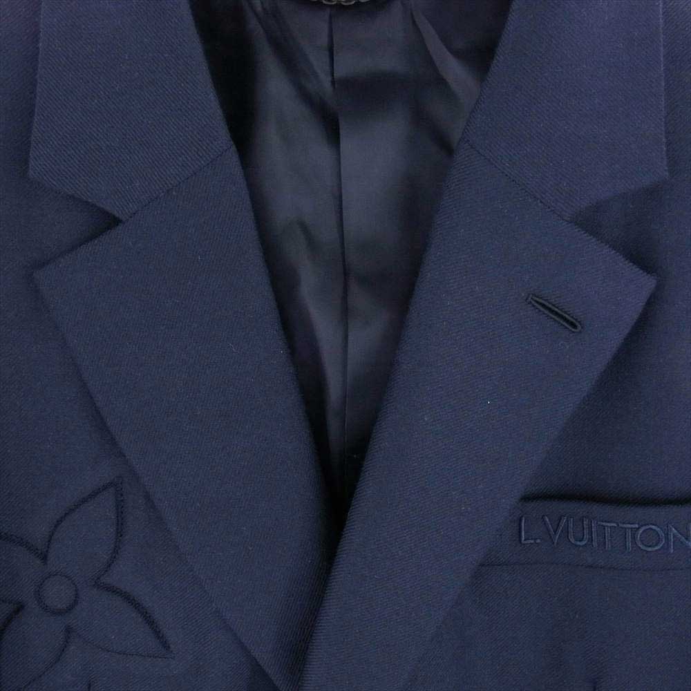 LOUIS VUITTON ルイ・ヴィトン 22SS 1A9K15 KQ0 HMJ40E LVSE シングル ブレステッド ポンヌフ エンボス カシミヤ混 テーラードジャケット ネイビー系 48【美品】【中古】