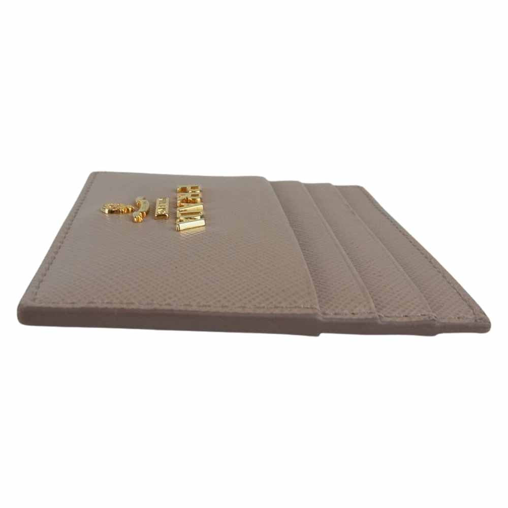 PRADA プラダ ロゴ カードケース 名刺入れ ベージュ系【中古】