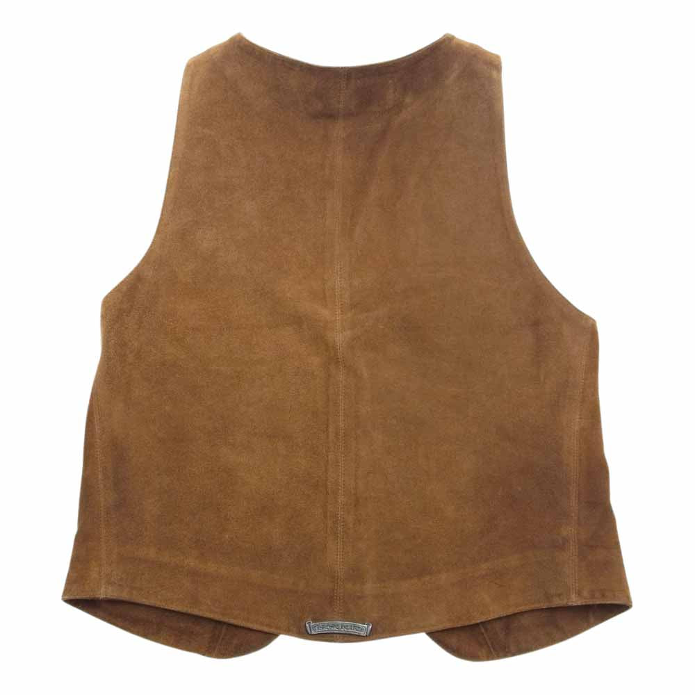 CHROME HEARTS クロムハーツ（原本無） クロスボールボタン スクロールラベル スエード レザー ベスト ライトブラウン系 M【中古】