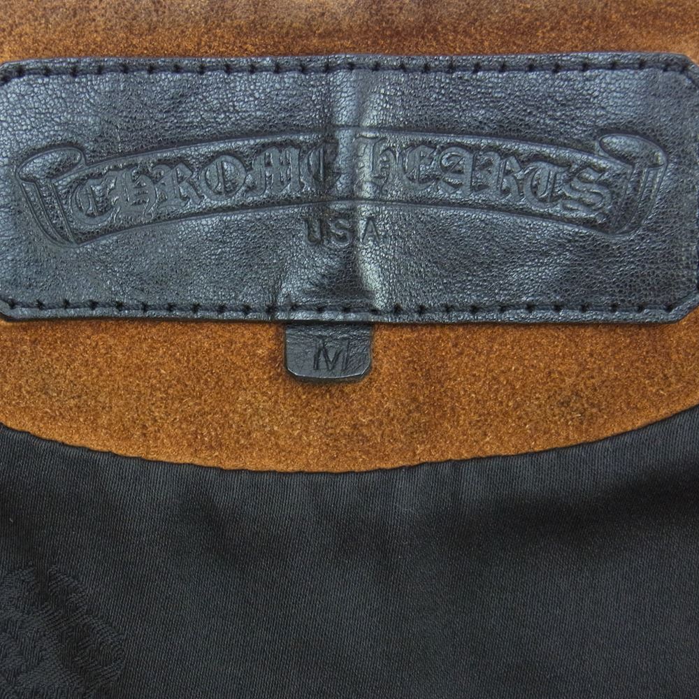 CHROME HEARTS クロムハーツ（原本無） クロスボールボタン スクロールラベル スエード レザー ベスト ライトブラウン系 M【中古】