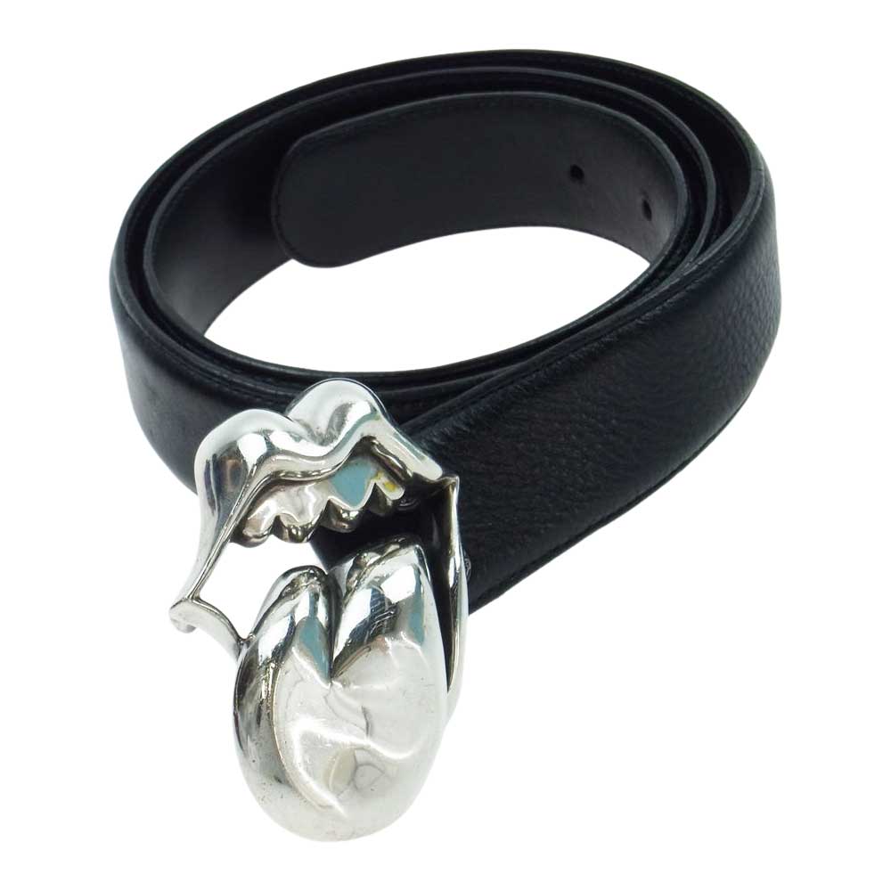 CHROME HEARTS クロムハーツ（原本無） L&T STRAP リップアンドタン バックル レザー ベルト 36インチ ブラック系 シルバー系 36【中古】