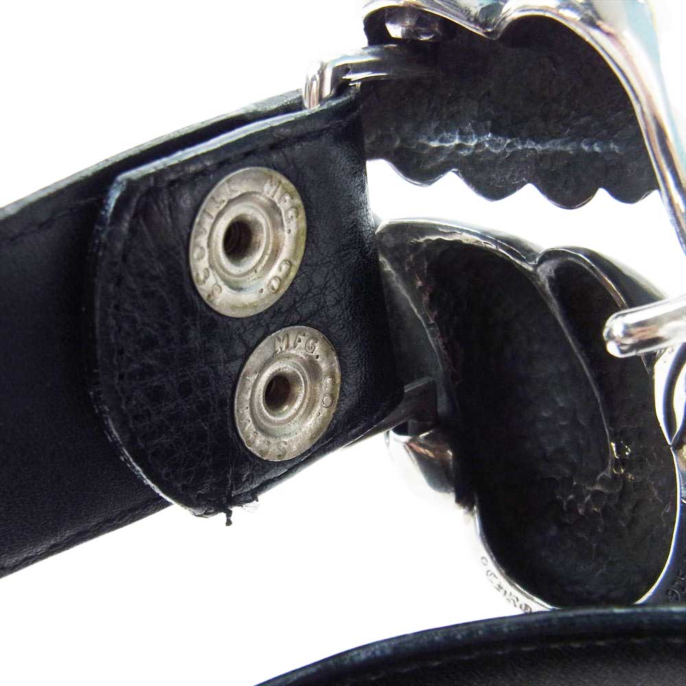 CHROME HEARTS クロムハーツ（原本無） L&T STRAP リップアンドタン バックル レザー ベルト 36インチ ブラック系 シルバー系 36【中古】