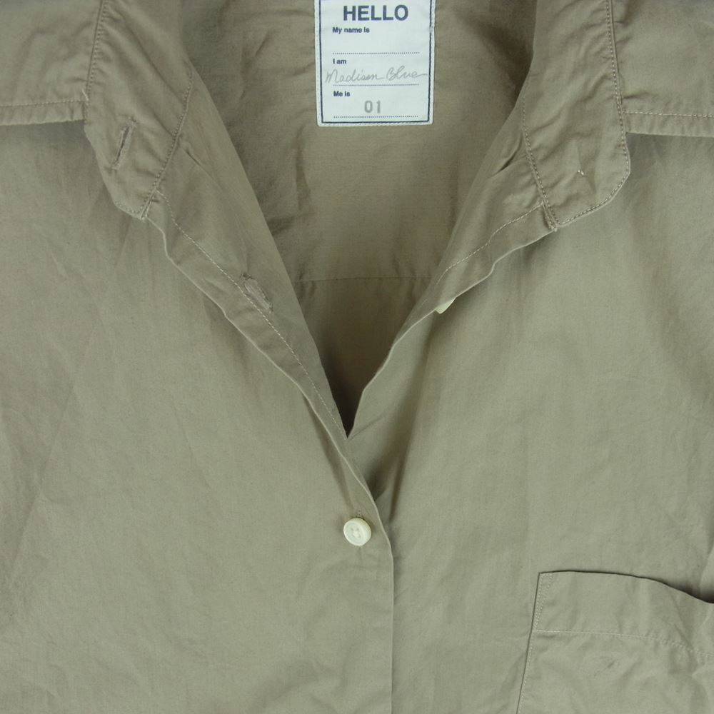 MADISON BLUE マディソンブルー MB151 5001 J BRADLEY SHIRT コットン 半袖 シャツ 日本製 グレイッシュベージュ系 01【中古】