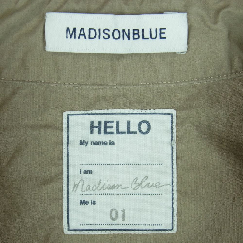 MADISON BLUE マディソンブルー MB151 5001 J BRADLEY SHIRT コットン 半袖 シャツ 日本製 グレイッシュベージュ系 01【中古】