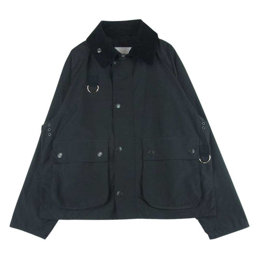 Barbour バブアー 2101032 SPEY スペイ ナイロン ジップ ジャケット 襟コーデュロイ 切替 ブルゾン ブラック系 S【中古】
