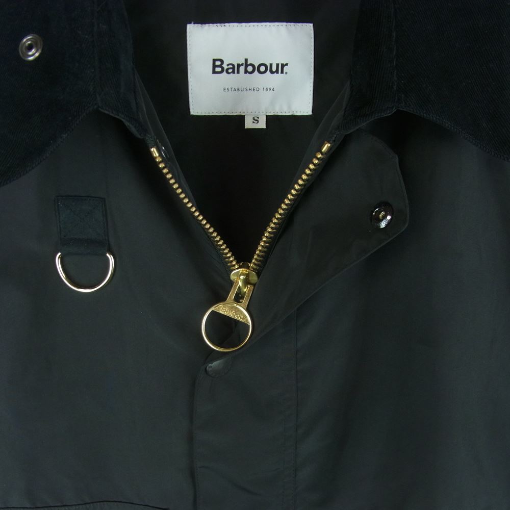 Barbour - Barbour バブアー 2101032 SPEY スペイ ナイロン ジップ ジャケット 襟コーデュロイ 切替 ブルゾン ブラック系 S【中古】 Barbour バブアー 2101032 SPEY スペイ ナイロン ジップ ジャケット 襟