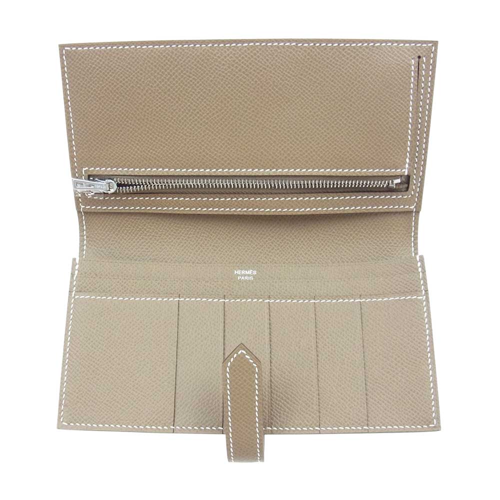 HERMES エルメス 2023年購入 B刻印 ベアンスフレ ヴォーエプソン エトゥープ シルバー金具 ロングウォレット 長財布 ベージュ系【新古品】【未使用】【中古】