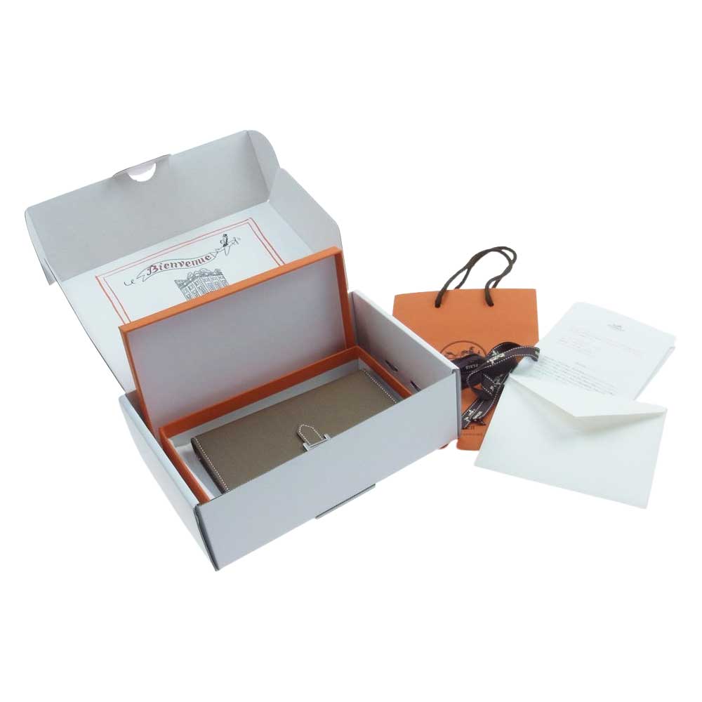 HERMES エルメス 2023年購入 B刻印 ベアンスフレ ヴォーエプソン エトゥープ シルバー金具 ロングウォレット 長財布 ベージュ系【新古品】【未使用】【中古】