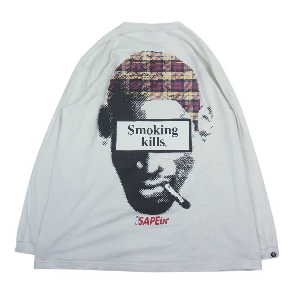 サプール FR2 エフアールツー SMOKING KILLS DOKO ドコ 長袖 Tシャツ カットソー ホワイト系 XL【中古】