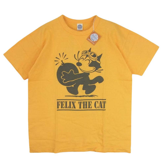 TOY'S McCOY トイズマッコイ TMC1522 FELIX THE CAT フィリックス ザ キャット 前V ミリタリー Tシャツ イエロー系 L【美品】【中古】