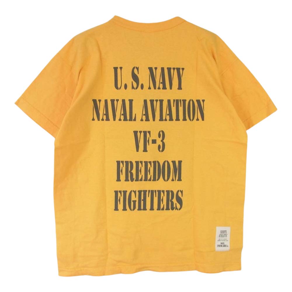 TOY'S McCOY トイズマッコイ TMC1522 FELIX THE CAT フィリックス ザ キャット 前V ミリタリー Tシャツ イエロー系 L【美品】【中古】