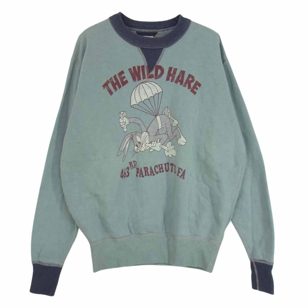 TOY'S McCOY トイズマッコイ THE WILD HARE 両Vガゼット BUGS BUNNY バッグスバニー 両Vスウェット ミリタリー スウェット トレーナー ブルー系 XL【中古】